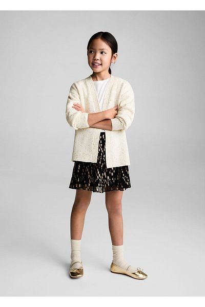 MANGO Kids Cardigan with Metallic Detail