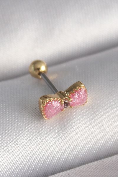 Skygo 316L Steel Gold Color Pink Bow Model Tragus Piercing - Tj-Pr1294