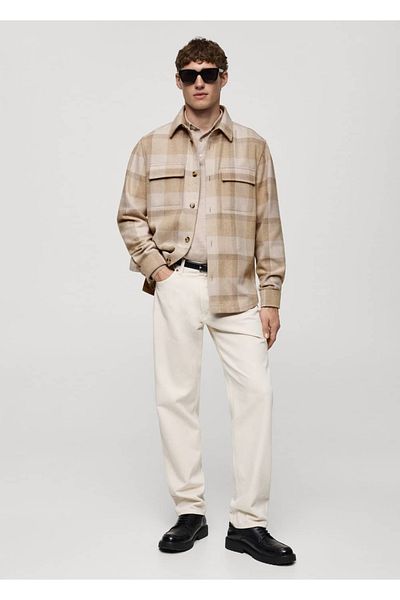 MANGO Man Checkered Flannel Shirt Jacket