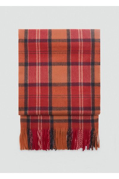 MANGO Woman Checked Scarf with Tassels