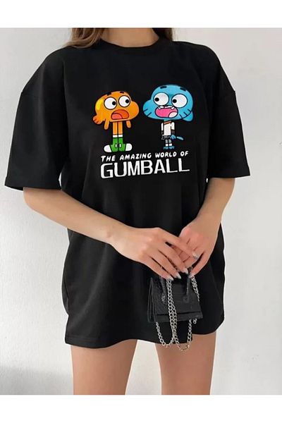 Bay Şapkacı Tricou supradimensionat imprimat SILKY Crew Neck - negru