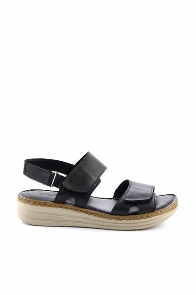 Bambi Black Leather Women's Sandals K05281202703