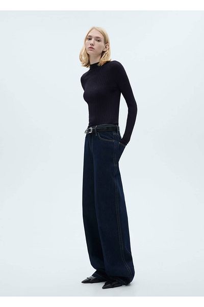 MANGO Woman High collar rib sweater