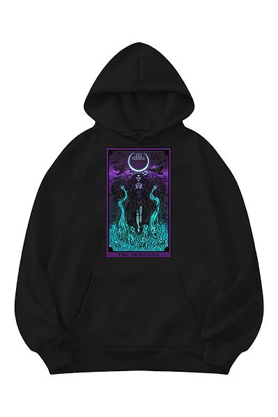 LEIVOR Tarot Detail Design Printed Unisex Hooded Sweatshirt