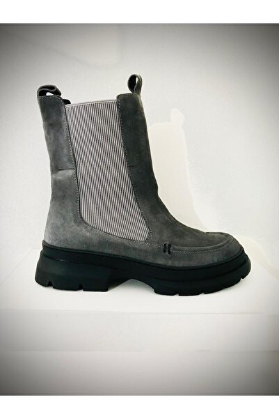 botec Deriwalls Kadın Hakiki Deri Füme Yanları Lastikli Yarım Bot