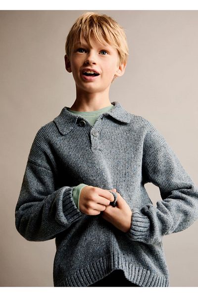 MANGO Kids Polo Collar Sweater