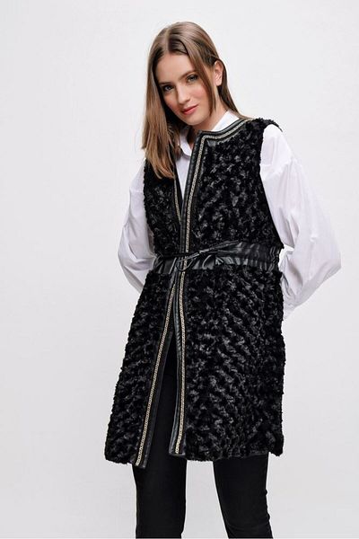 İKLİM LİFE Leather Garnish Plush Vest