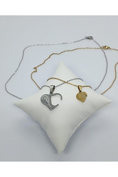 Ödül Moda قلادة على شكل قلب من الفولاذ مكونة من قطعتين لعيد الحب