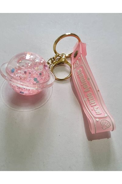 Modellino Pink Saturn Gift Kawaii Crystallized Watery Keychain Silicone Bracelet and Bag Ornament