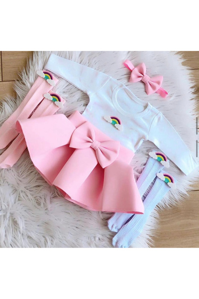 Kokosh kidss Female Child Rainbow Figured Long-Sleeve Skirt Set