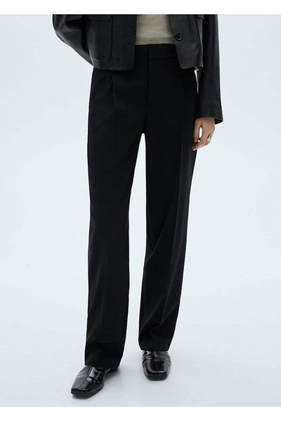 MANGO Woman Pleated Straight Cut Trousers