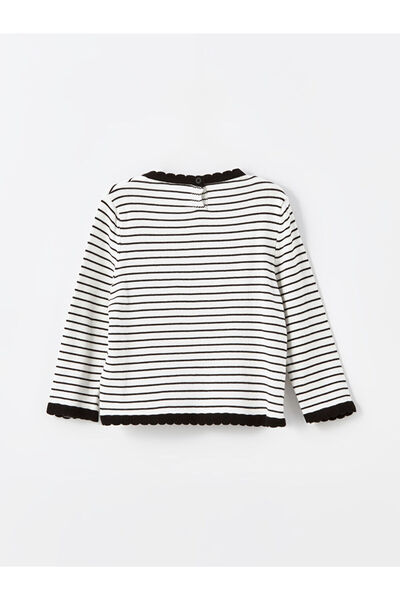 LC Waikiki Black Crew Neck Striped Girl's Sweater