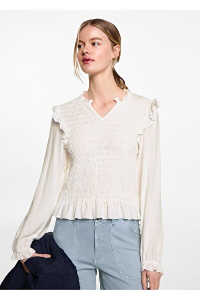Mango Teen Fırfırlı işlemeli bluz