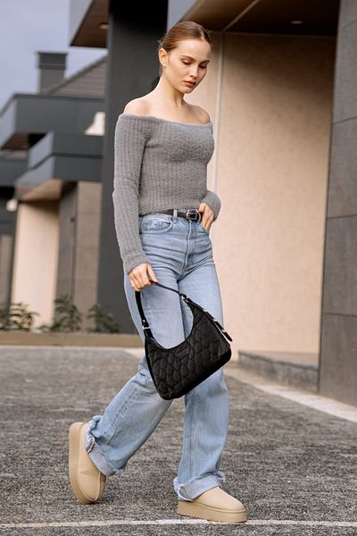 Pek Moda Pulover de pluș cu mânecă lungă, tricot cu nervuri, lycra elastic, cu gât de barcă, cu barbă