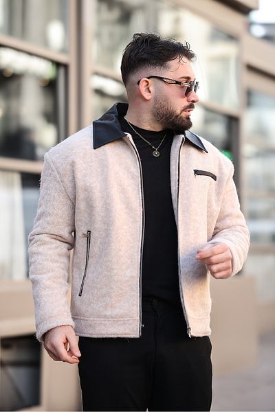 MİS MODA Men's Winter Short Coffee Coat