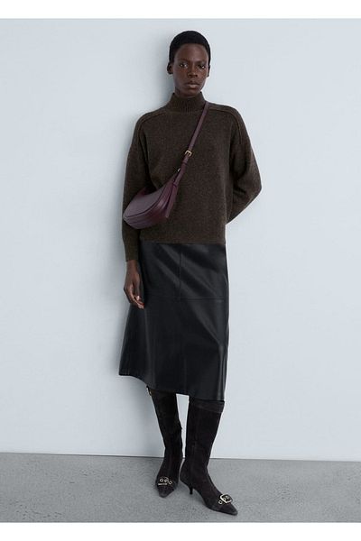 MANGO Woman Perkins Neckline Stitching Sweater
