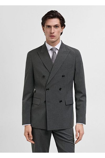 MANGO Man Slim Fit Monaco Διπλό Μπλέιζερ Μπουφάν