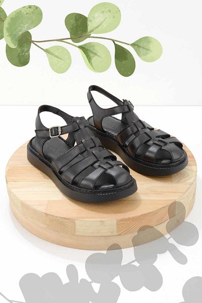 Bambi Black Leather Women's Sandals K05529088003