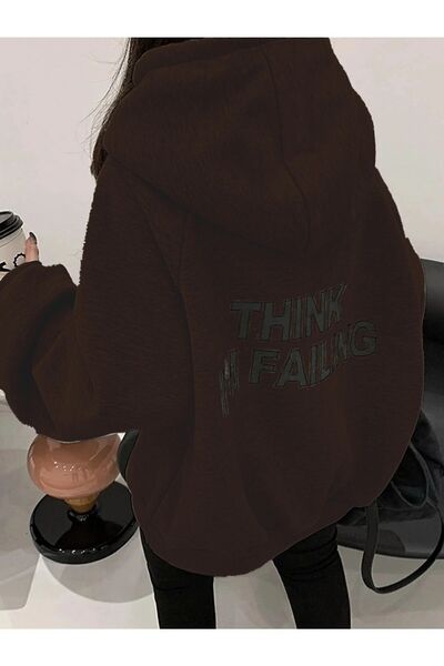 UNCİA OUTDOORS Hanorac gri oversize pentru femei - Imprimat M