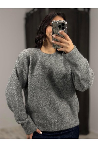 Qutu Butik 10640 Cotton Collar Soft Textured Knitwear Sweater