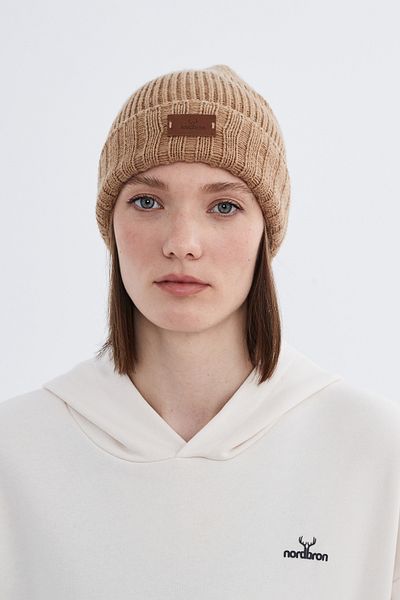 Nordbron Brown Cotton Soft Knitwear Women's Baxle - Stretchy, Double Fold, Winter Logo