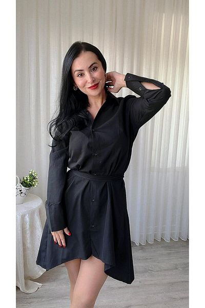 İpeksi Silky Women's Long Sleeve Front Part Back Part Long Tricot Shirt Dress