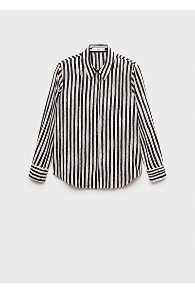 MANGO Woman Çizgili dökümlü gömlek