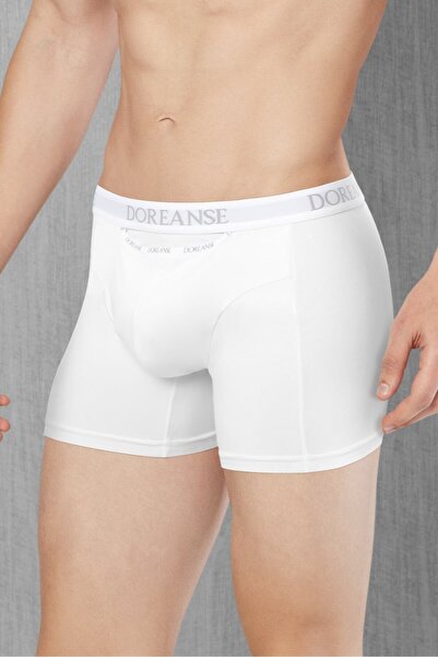Doreanse White Men's 96% Cotton Boxers with Pockets 1790