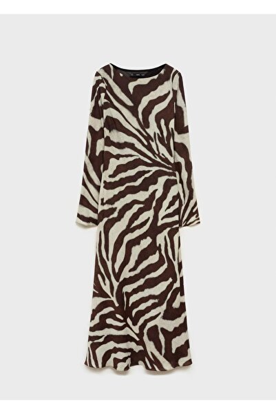 MANGO Woman Zebra deseni detaylı elbise