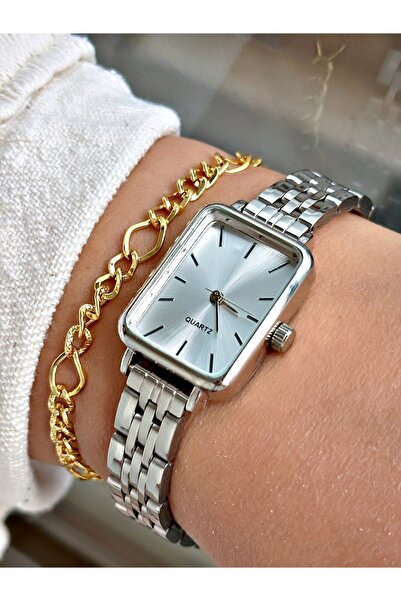 Tisaati Limited Edition Metal Kordon Classic Tasarım Dikdörtgen Metal Kasa Ka...