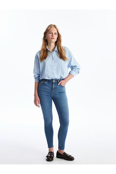 LC Waikiki Pantaloni Jeans Jupiter Super Skinny Fit pentru femei cu centură în talie