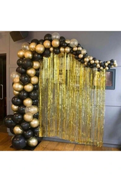 BALON DİYARI Gold Siyah Balon Konsept 30 Adet Doğum Günü Parti Seti