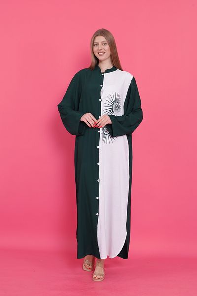 mervemoda Γυναικείο καλοκαιρινό υφαντό φόρεμα με κουμπιά μπροστά