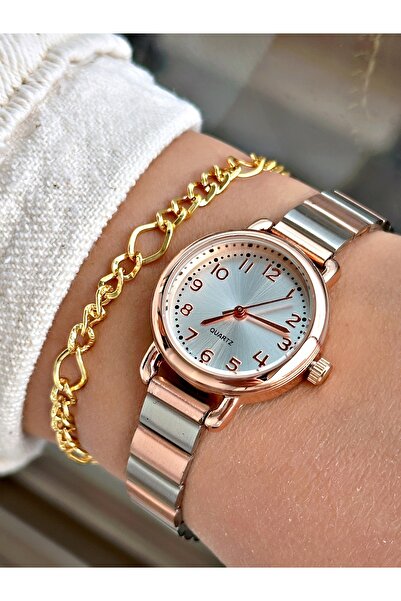 Tisaati Metal Case with Cord Classic Series Numbers - Women's Wristwatch and Bracelet Gift