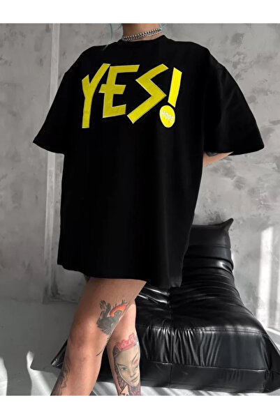 JANES تي شيرت مطرز للجنسين - أسود