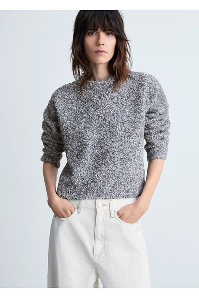 MANGO Woman Pulover boucle cu gât rotund