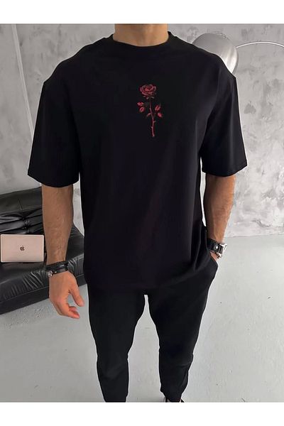 Mirage Unisex Crew Neck Printed Oversize T-Shirt - Black