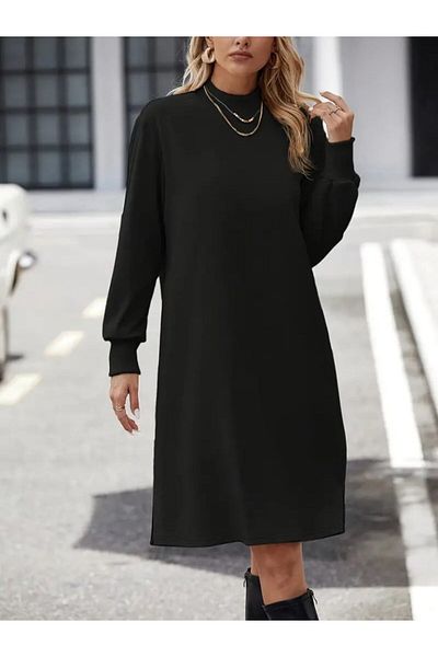 gelirr Women's Long Sleeve Turtleneck Short Ribbon Diving Dress