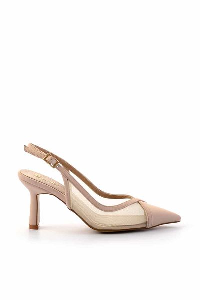 Bambi Beige glänzende Satin-Damenschuhe mit klassischem Absatz K 01188203838