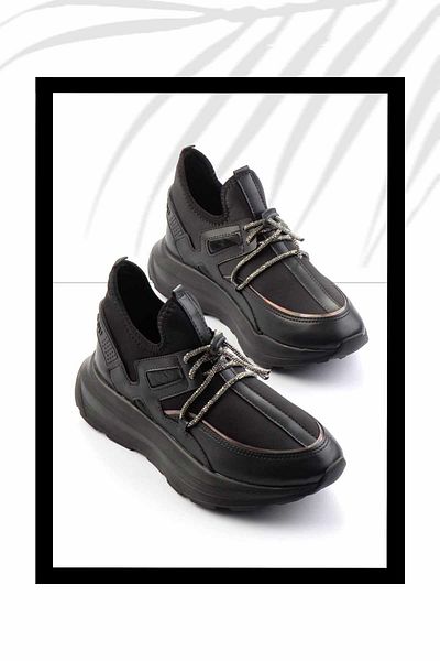 Bambi Black Platinum Stone Stretch Damen-Sneaker K 01212333317