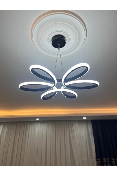 Sunbox papatya beyaz sarı günışığı ledli sarkıt avize siyah kasa