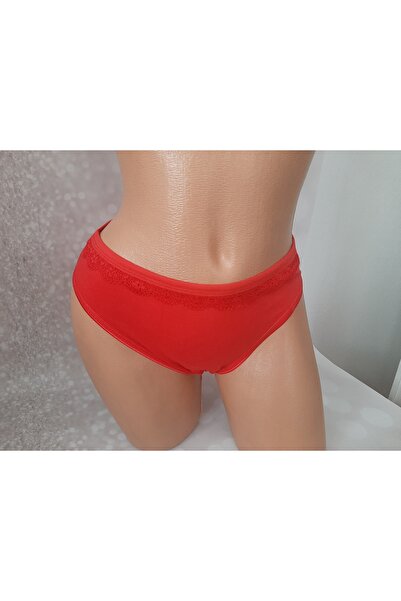 Butik Yılbaşi Kırmızı Dantelli Günlük Lastikli kadın Külot