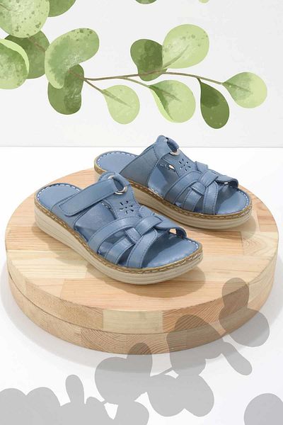 Bambi Papuci de damă din piele naturală albastru denim K 04281204903