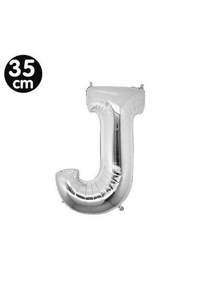 Parti Dükkanım J - Letter Foil Balloon Silver (35 cm)