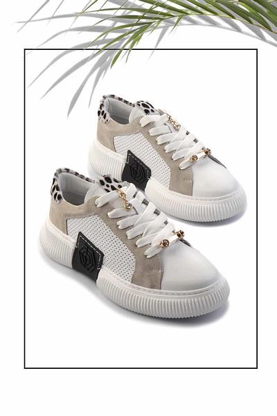 Bambi Λευκό Γυναικείο Sneaker από Γνήσιο Δέρμα Κ 01459641903