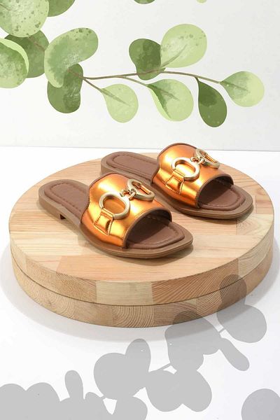 Bambi Metallic Orange Women's Slippers K04826052309