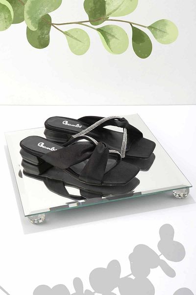 Bambi Black Satin Women's Slippers K04726042538