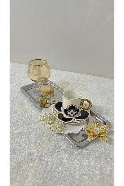 USD HOME Δίσκος σερβιρίσματος 3 τεμαχίων μανόλια λουλούδι από χάλυβα καφέ