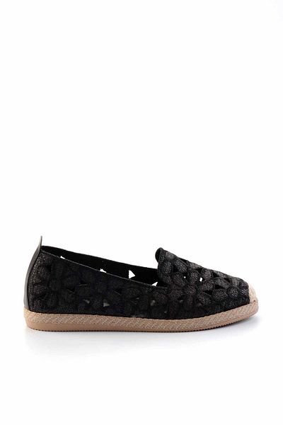 Bambi Damen-Espadrille K aus schwarzem Stroh 01117092328