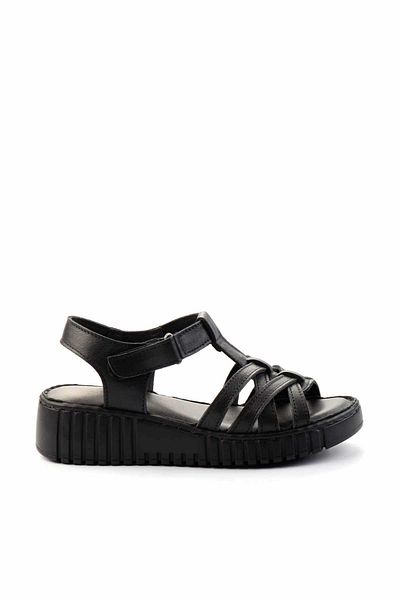 Bambi Black Leather Women's Sandals K05763092803